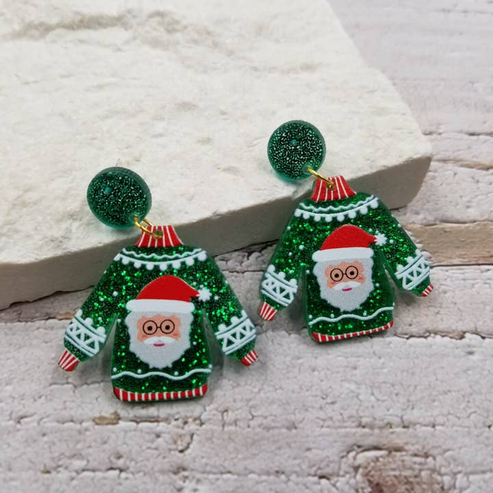 Treasure Wholesale - Wholesale Dangle Earrings - Confetti Sweater Christmas Earrings