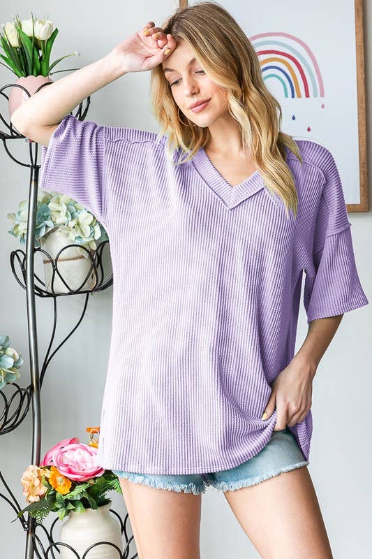HEIMISH – wholesale Tunic – Women’s – ET7646-10 SHORT SLEEVE SOLID URBAN RIBBED TOP4