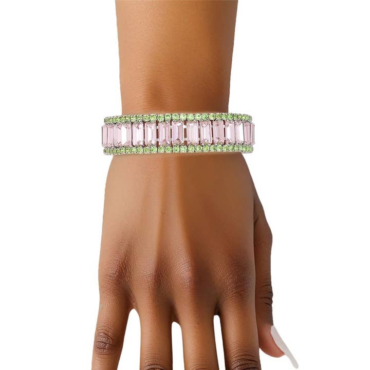 AKA Sorority Pink Baguette Bling Tennis Bracelet for wholesale by PinktownUSA