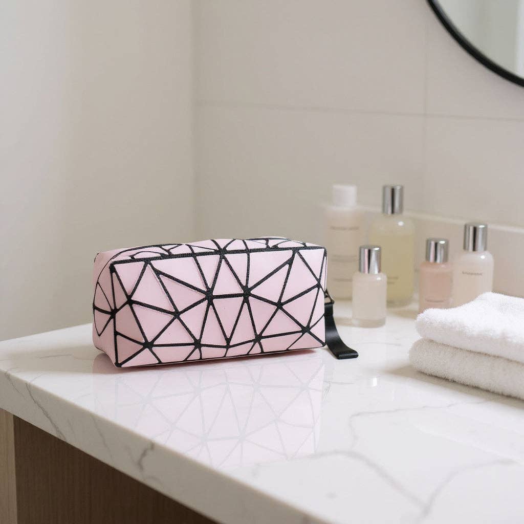 ASSORTED Geometric Triangle Pattern Makeup Pouch JB5526-14. (12PC) for wholesale on Faire3