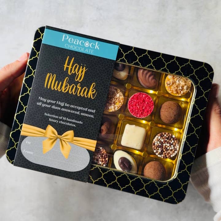 Luxury Chocolate Selection Gift Tin (16pk) - Hajj Mubarak for wholesale by Peacock Supplies