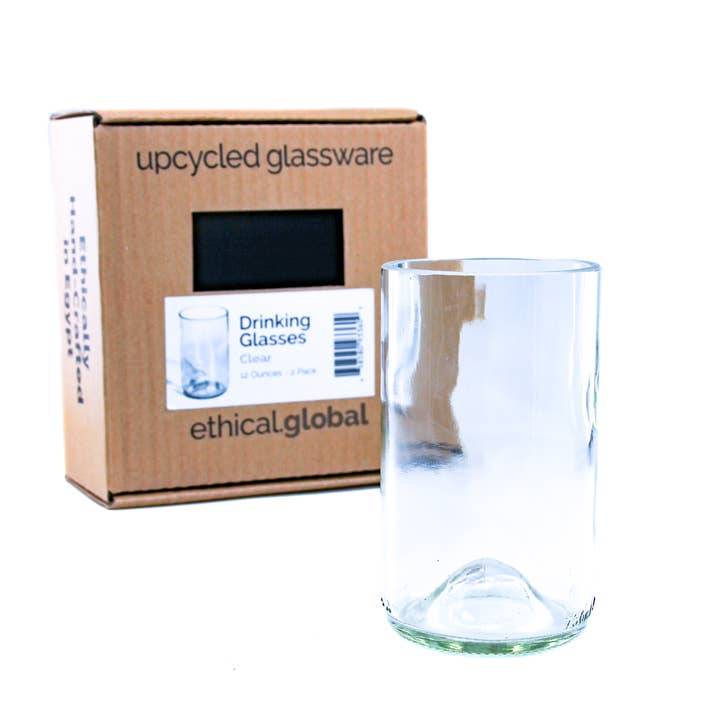 Ethical Global - Wholesale Drinking Glass/Cup - Plain Eco Drinking Glasses Upcycled 2 Pack - 12 /16 Oz.7