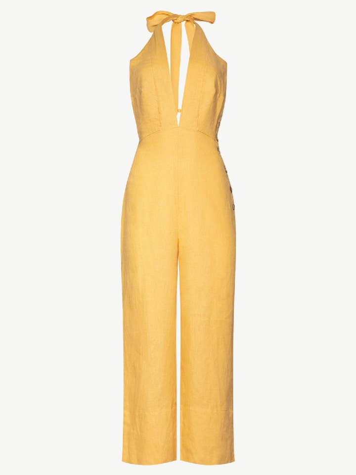 KEONI Linen Jumpsuit Sun for wholesale by WUESTE