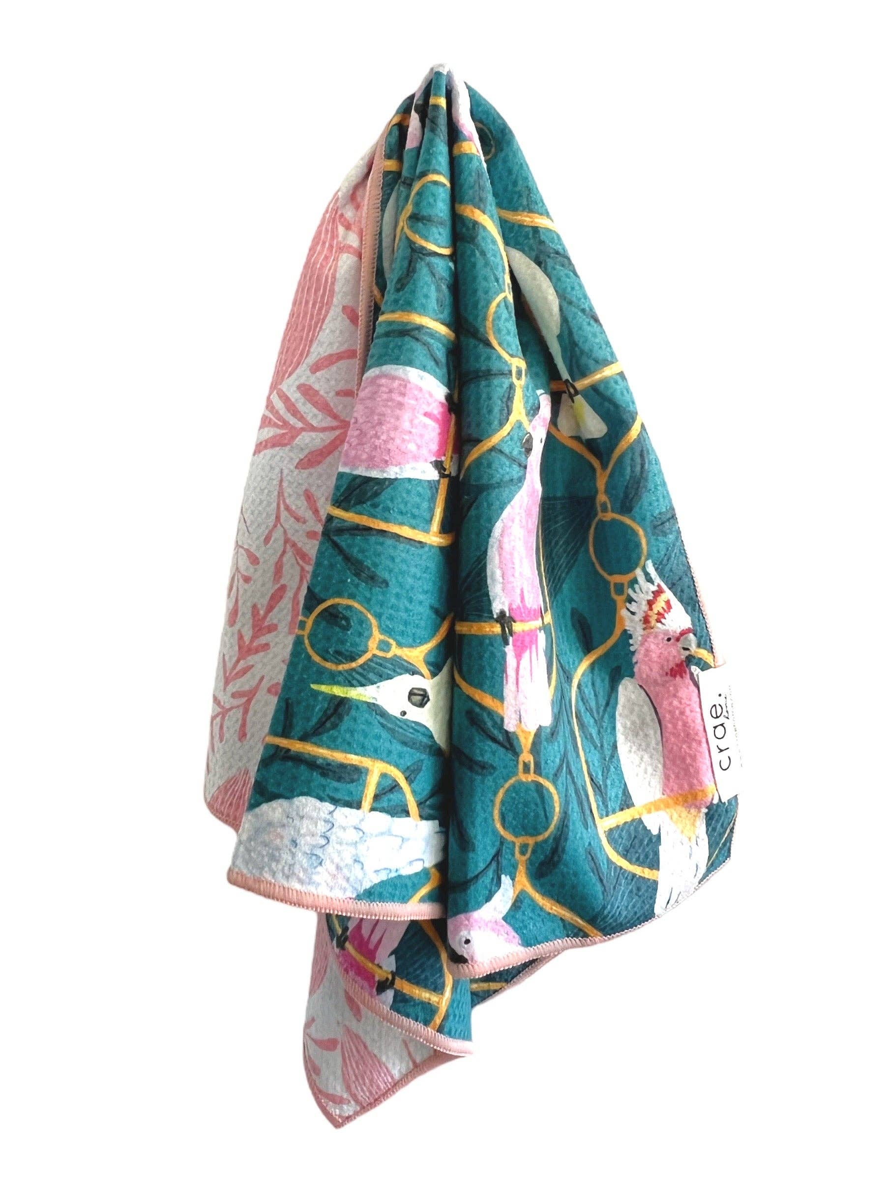 Turquoise White Pink Bouffant: Reversible Hand Towel for wholesale on Faire3