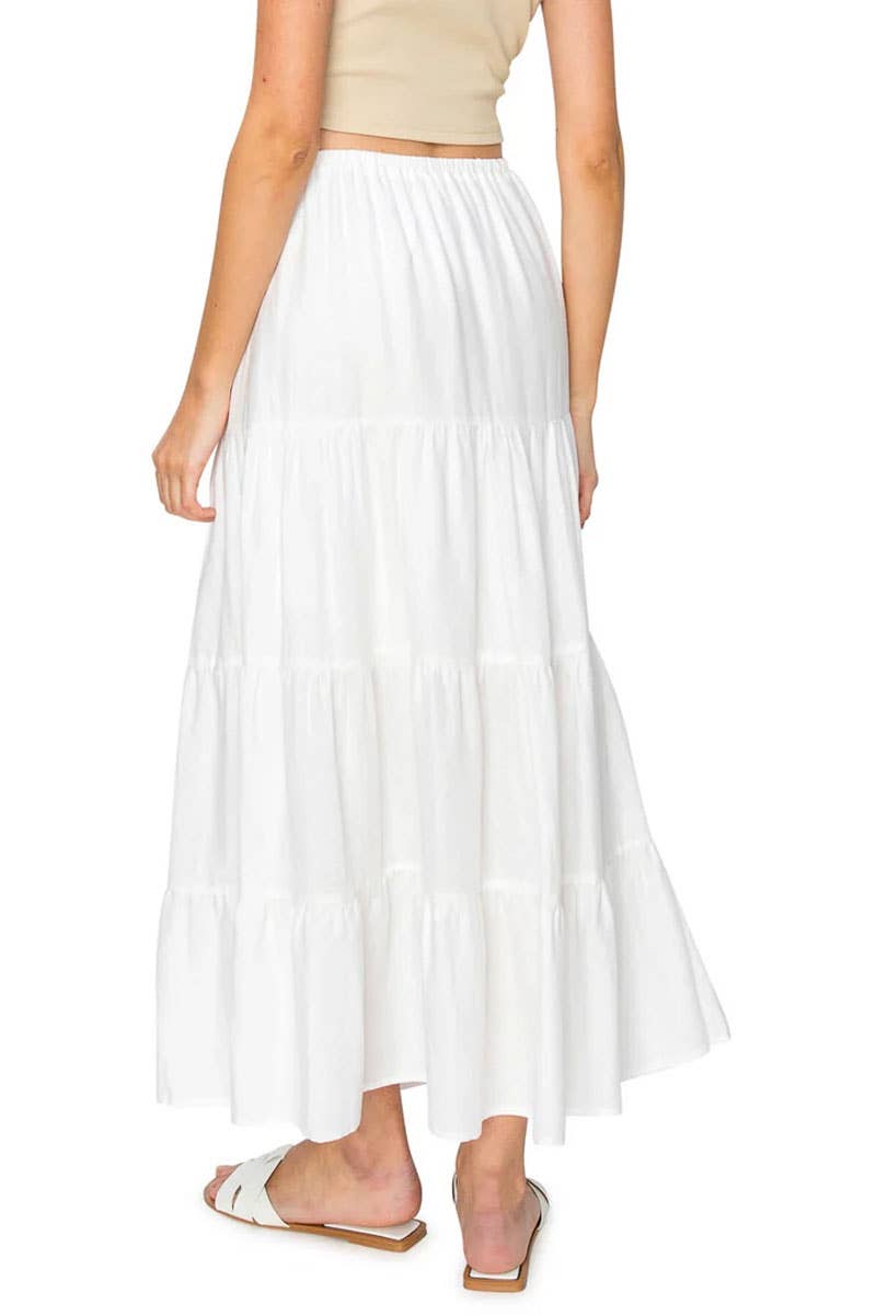 Cali1850 - Wholesale Skirt - Women's - CALI1850 FLOWY TIERED MAXI LINEN SKIRT / 52454JLN6525