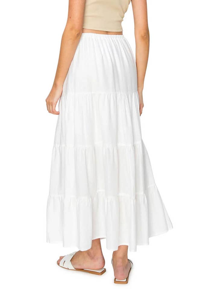 Cali1850 - Wholesale Skirt - Women's - CALI1850 FLOWY TIERED MAXI LINEN SKIRT / 52454JLN6525