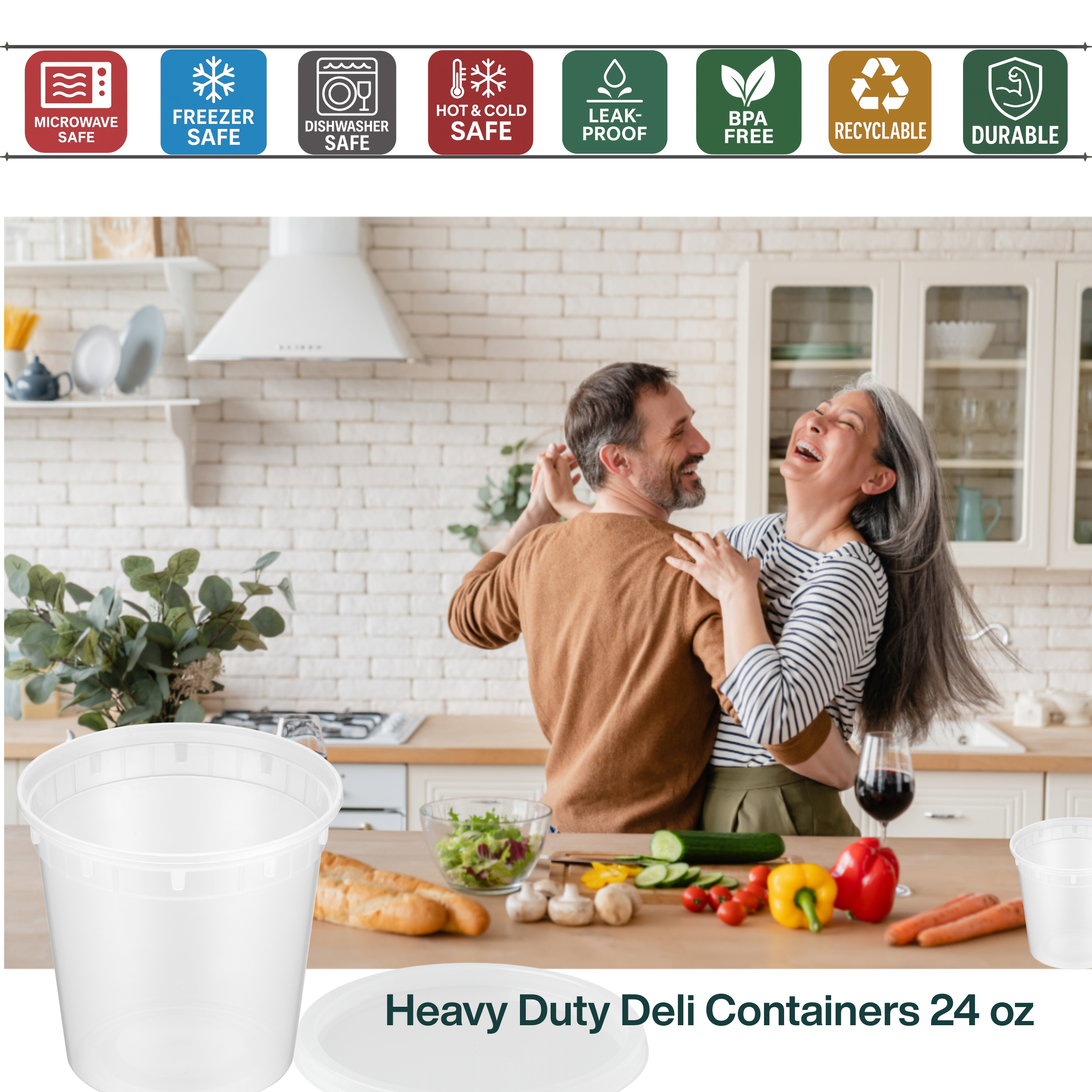 ProTakeOut - Wholesale Food Storage Container - ProTakeOut, [24 oz] Heavy-Duty PP Deli Containers with Lids – 240 Sets (24/20) | Microwave & Freezer Safe | Durable, Leak-Resistant & Reusable | Ideal for Food Storage, Meal Prep, Restaurants & Catering2