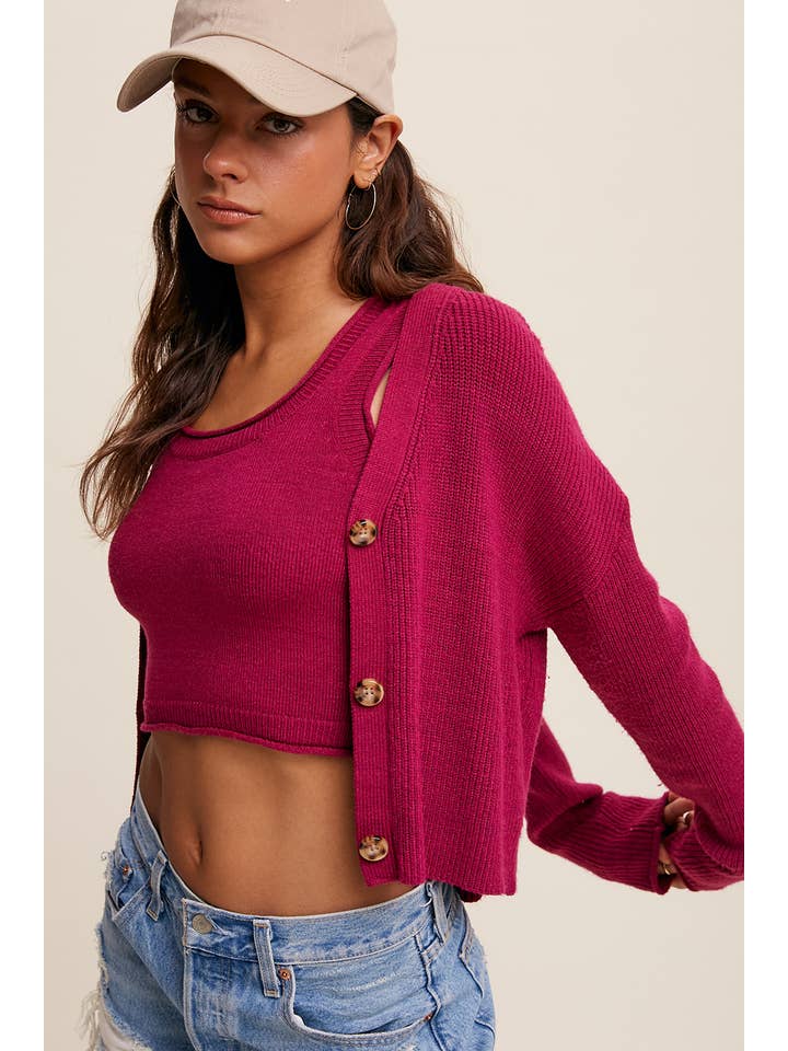 Listicle – Engroshandel Overdelssæt – til kvinder – Ribstrikket Cardigan Sæt LWSET00530