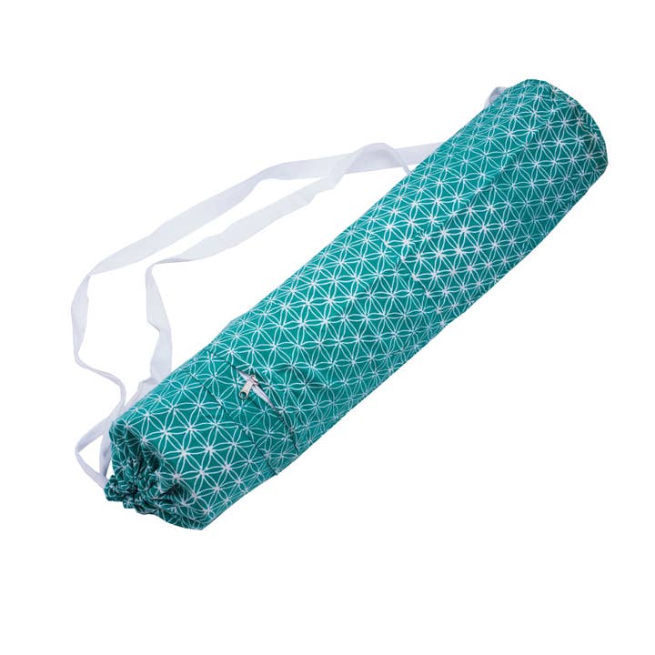 Flower of Life yoga mat bag, turquoise for wholesale by LINDA HERING