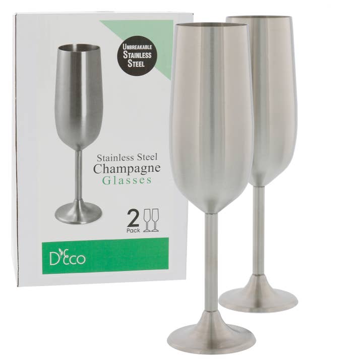 Bicchiere da Champagne in Acciaio Inox D'Eco - Confezione da 2, 8 oz ciascuno per la vendita all'ingrosso da parte di D'eco
