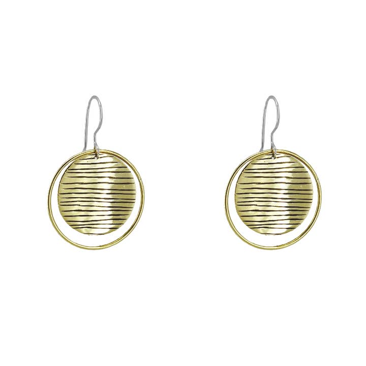 SITA - Wholesale Dangle Earrings - Strata Collection - Large Solid Brass Ringed Dangle