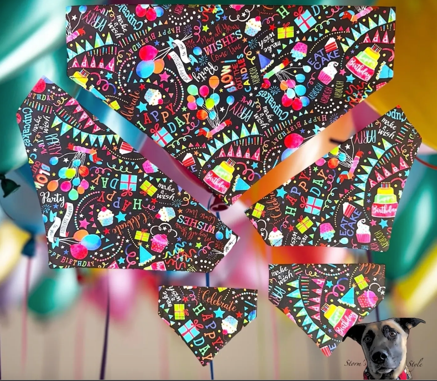 Storms Style - Wholesale Pet Bandana - Dog - Birthday Wishes Pet Bandanas - Dog Cat2