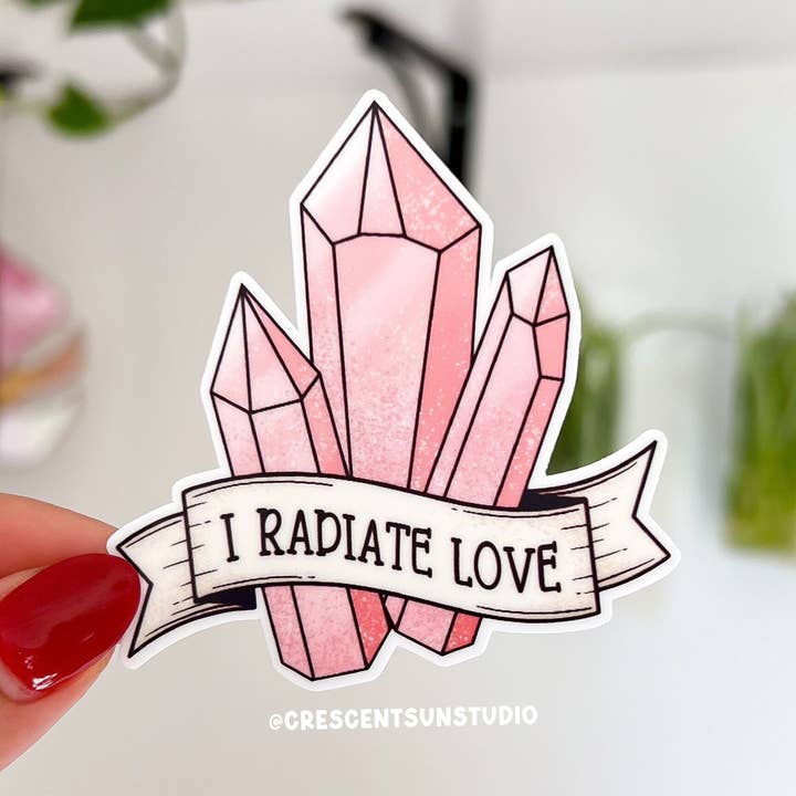 Rosenquarz-Aufkleber, Hexenkristall-Aufkleber für den Großhandel von Crescent Sun Studio