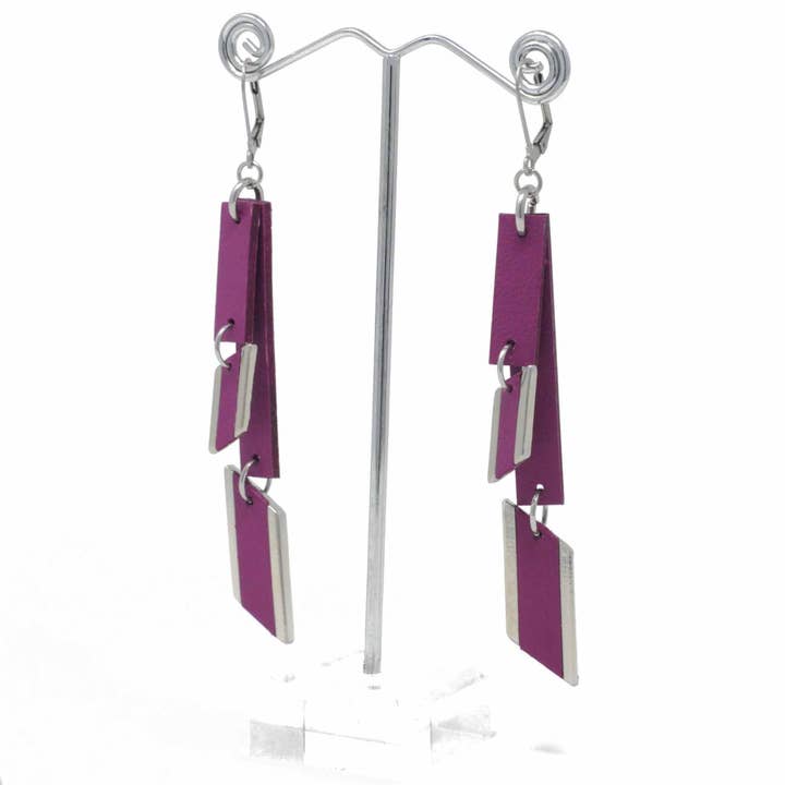 Boucles d'oreilles doubles en cuir et diamants Grape pour la vente par Sobo & Co Jewellery