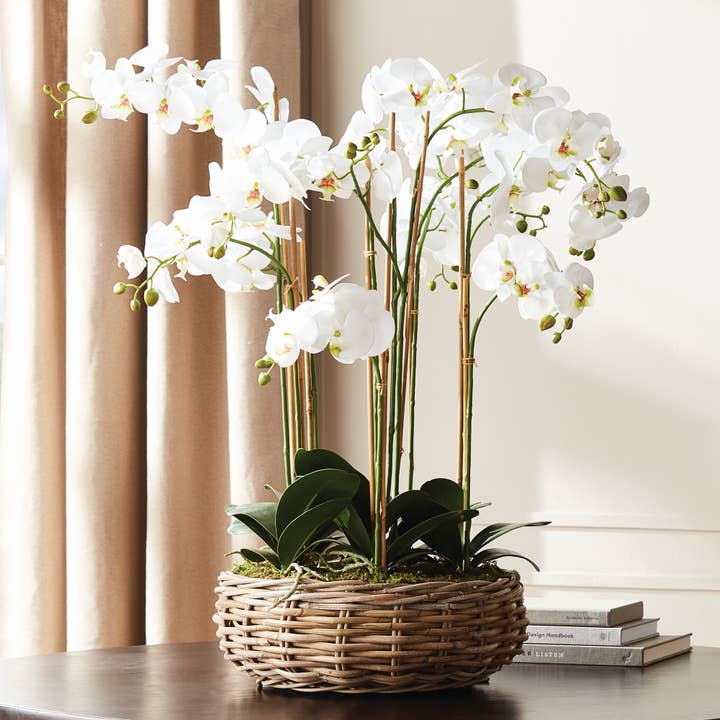 Napa Home & Garden - Wholesale Artificial Flowers - Phalaenopsis Orchid Bowl Drop-In 35", White1