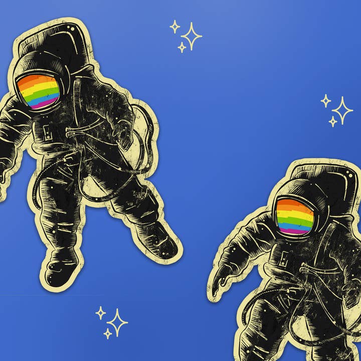 BoyPilot Goods - Wholesale Sticker - Queer Astronaut Sticker - Vintage Rainbow Astronaut Cosmonau