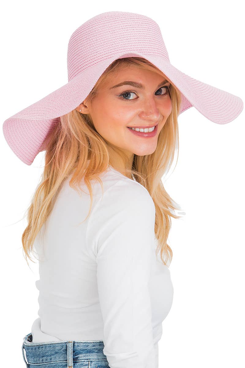 Cap Zone - Venta al por mayor Sombrero de paja - Mujer - Sombrero de sol de paja con tejido apretado, color sólido y ala ancha flexible49