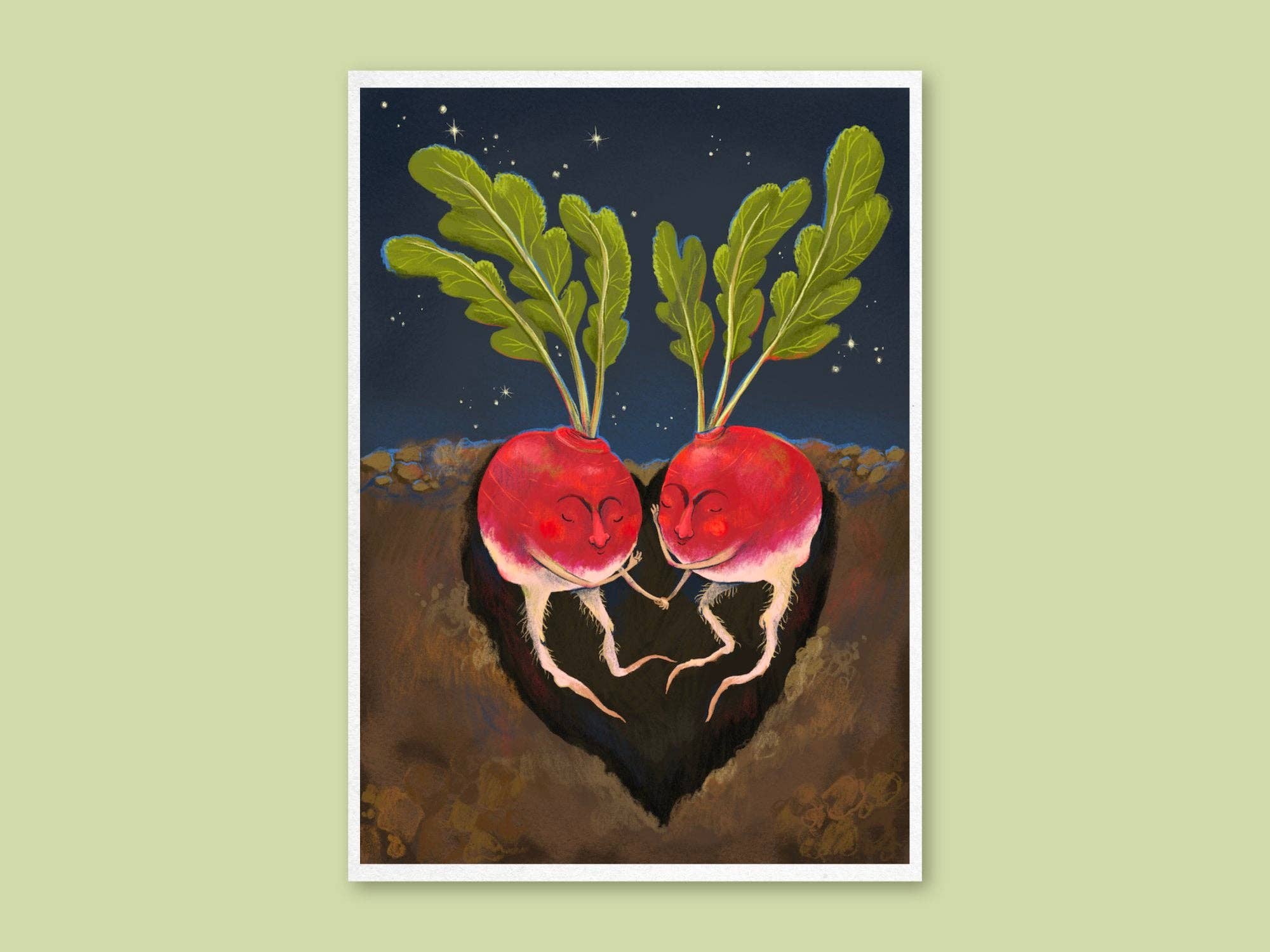 Anna Seed Art - Wholesale Art print - Art Print - Radish Cuddles - Whimsical illustration, wall art