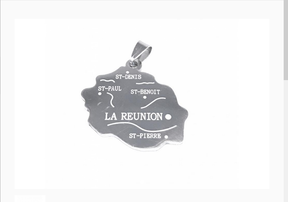 MYLENE ET FELIX - Wholesale Individual Charm/Pendant - La Réunion steel card pendant1