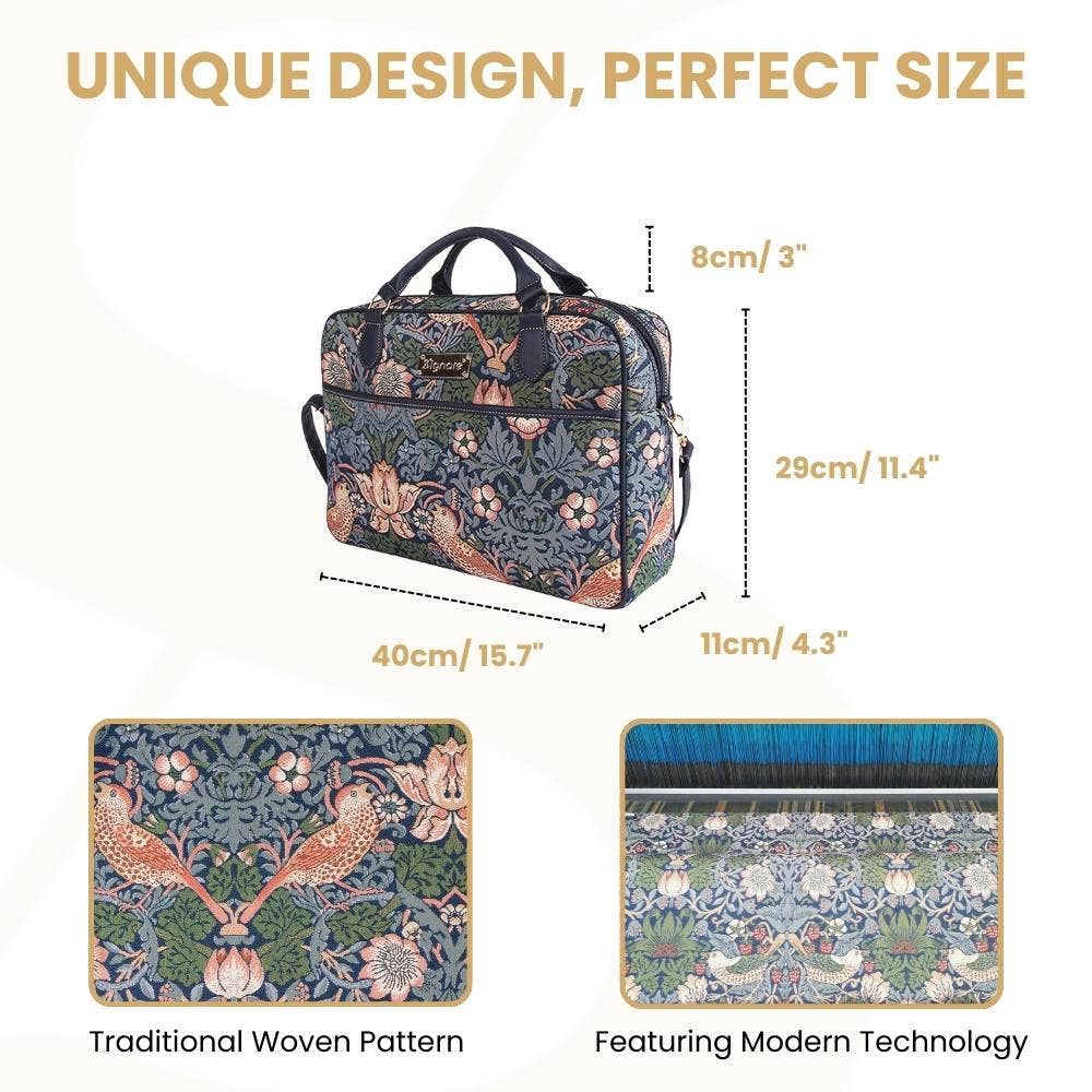 SignareArt - Wholesale Laptop Bag - Women's - CPU-STBL | William Morris Strawberry Thief Blue Computer Laptop Bag Case 15.6"2