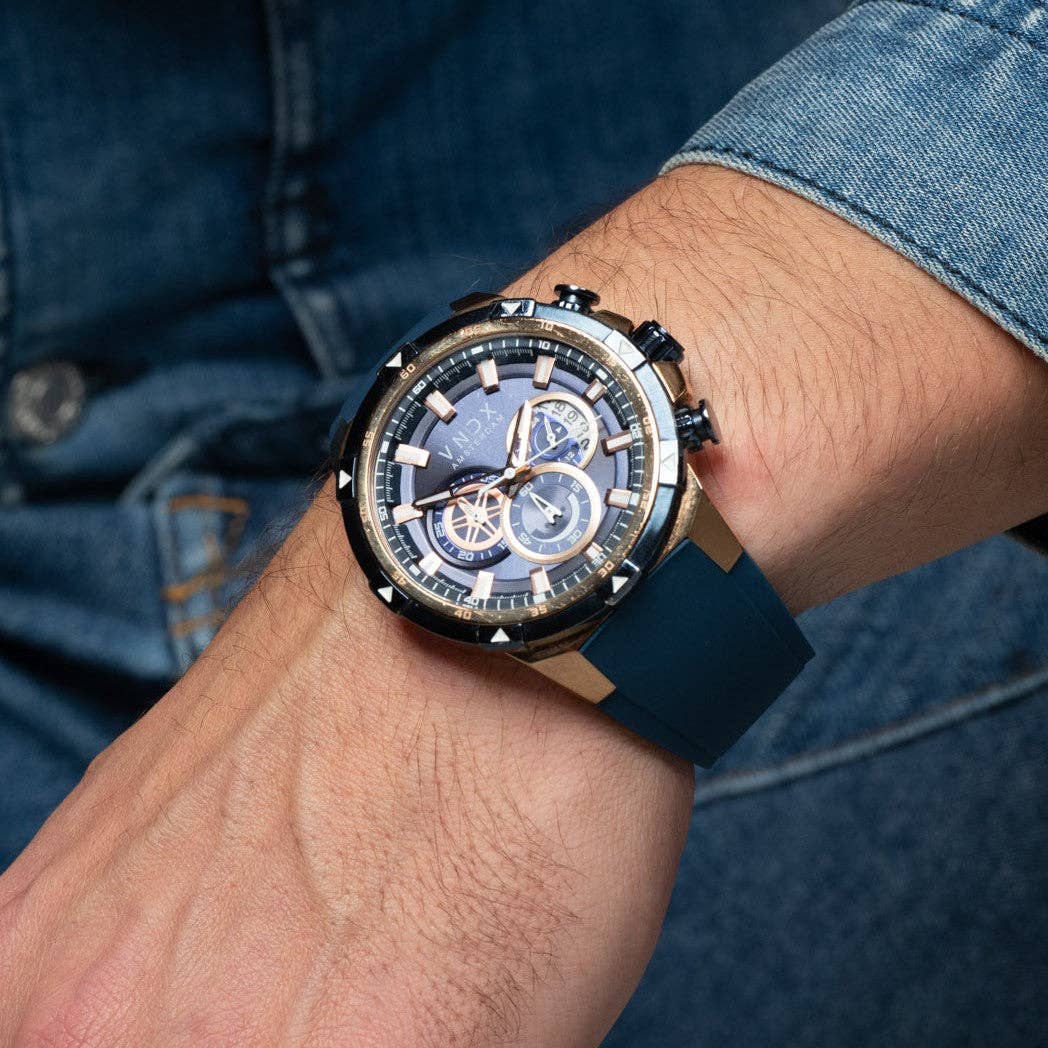 VNDX Amsterdam - Wholesale Wrist Watch - Men's - Young Rebel Big Brother Rose Gold Blue4