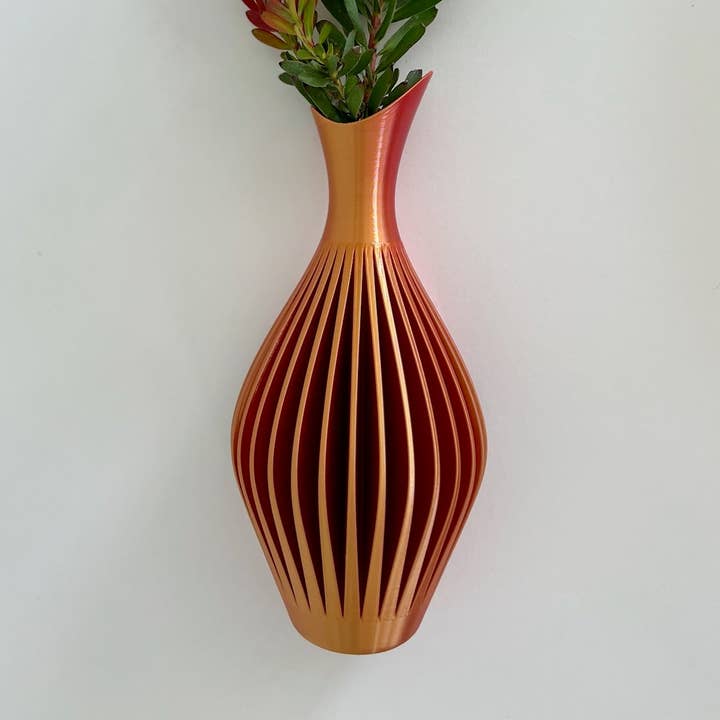 Shimmering Wall Vase - Watertight, Modern Design for Fresh Flowers, 6 Dual Silk Finishes for wholesale by Brehmwood Creative
