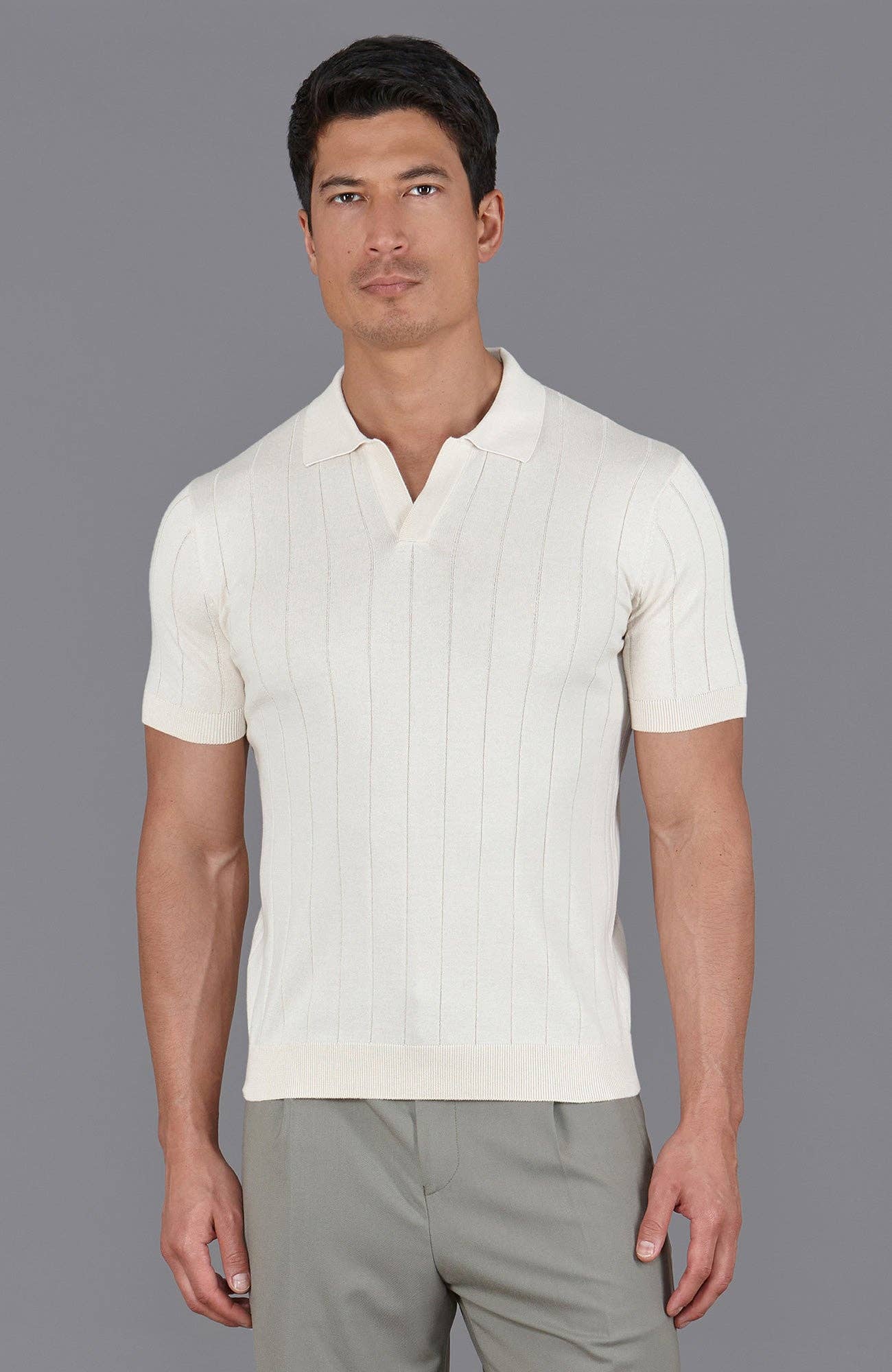 Paul James Knitwear - Wholesale Polo - Men's - Mens Ultra Fine Cotton Selection Knit Buttonless Polo Shirt6