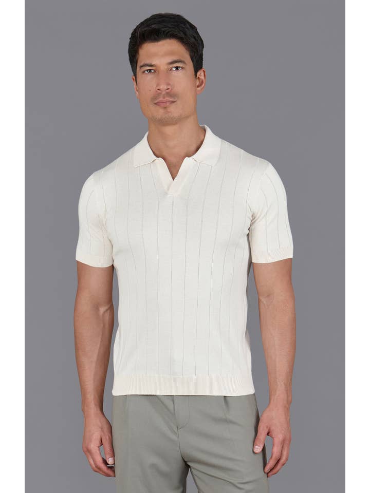 Paul James Knitwear - Wholesale Polo - Men's - Mens Ultra Fine Cotton Selection Knit Buttonless Polo Shirt6