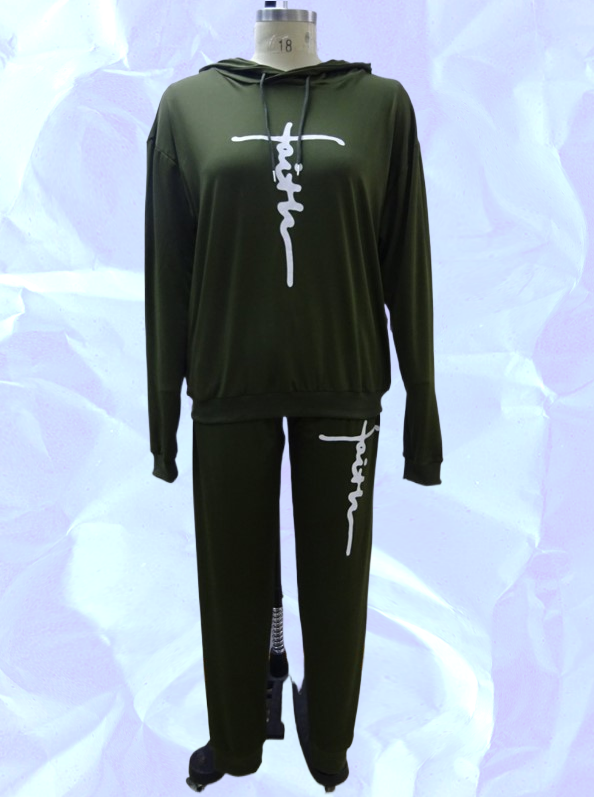 KaraChic - Wholesale Lounge Set - Women's - Women's "FAITH" Print Stylish & Trendy Jogging Set - 221257