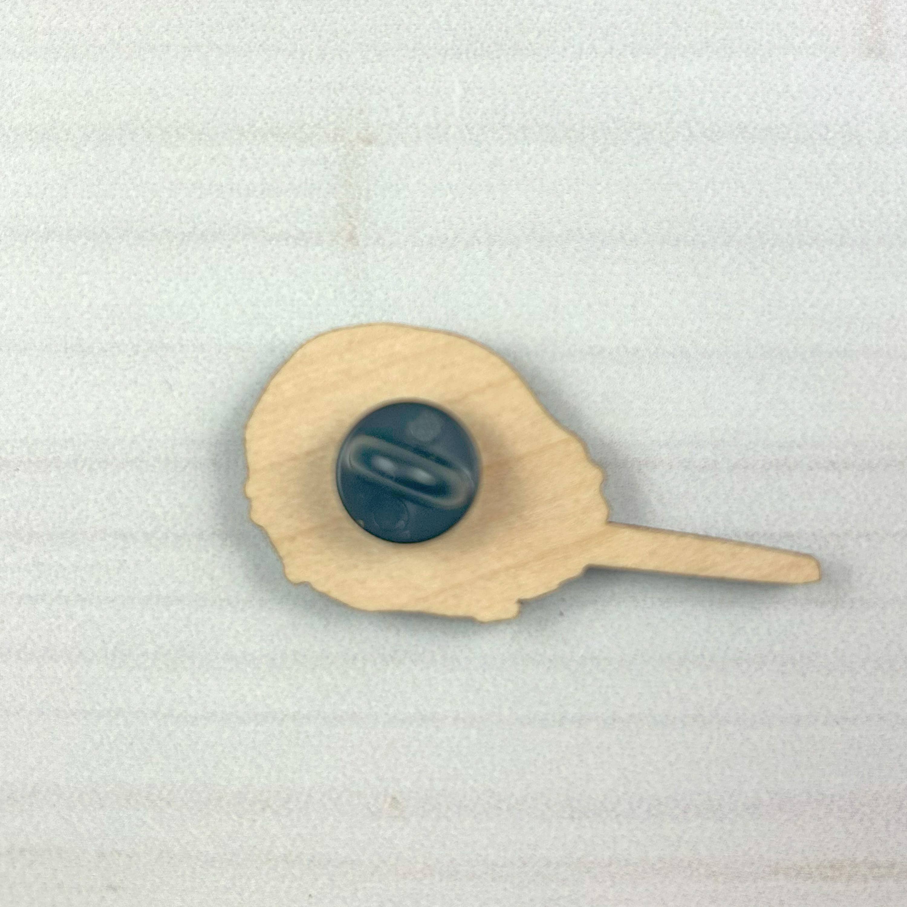 Sarah Draws Things - Wholesale Lapel Pin/Button - Horseshoe Crab - 1.5" illustrated wooden pin2
