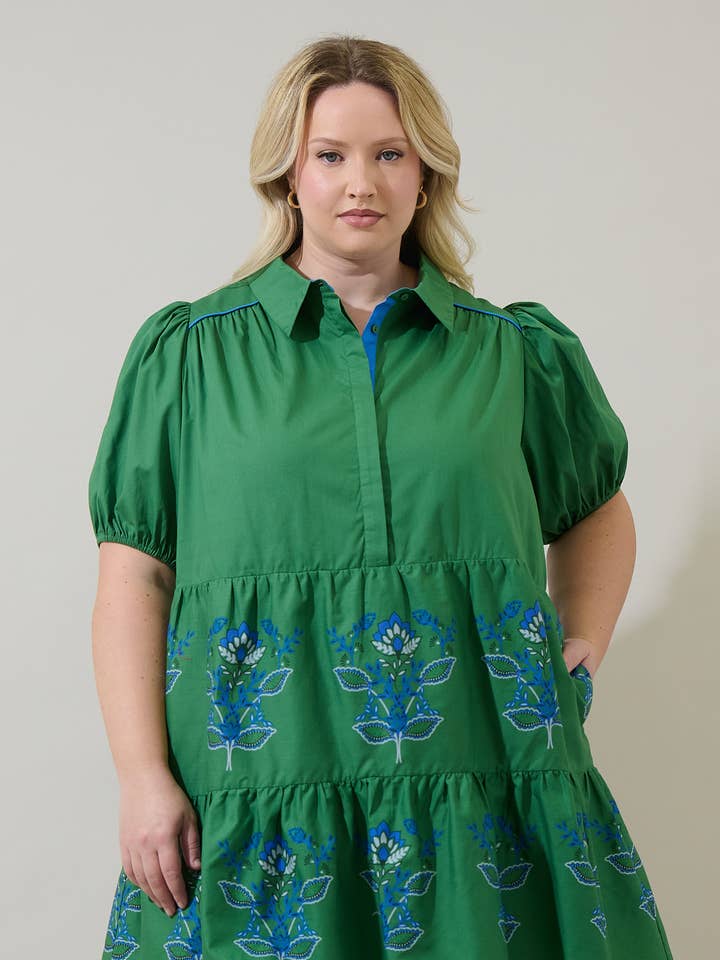 Meridy Floral Burie Tiered Mini Dress Curve for wholesale by Sugarlips