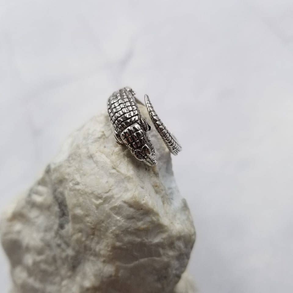 The Pretty Jewellery - Vente Bague de cocktail/de cérémonie - Bague ajustable en alligator2