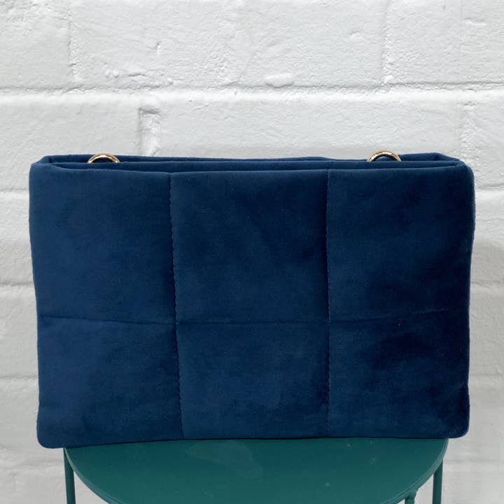 Kate Vegan Velvet Quilted Double Clutch for wholesale by Hydestyle London