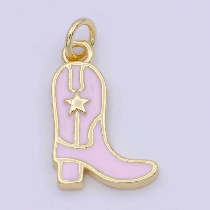 Mini Pink Gold Cowgirl Boot Cowboy Boot For Austin Texas Wild West Jewelry Inspired W-165 for wholesale by Aim Eternal