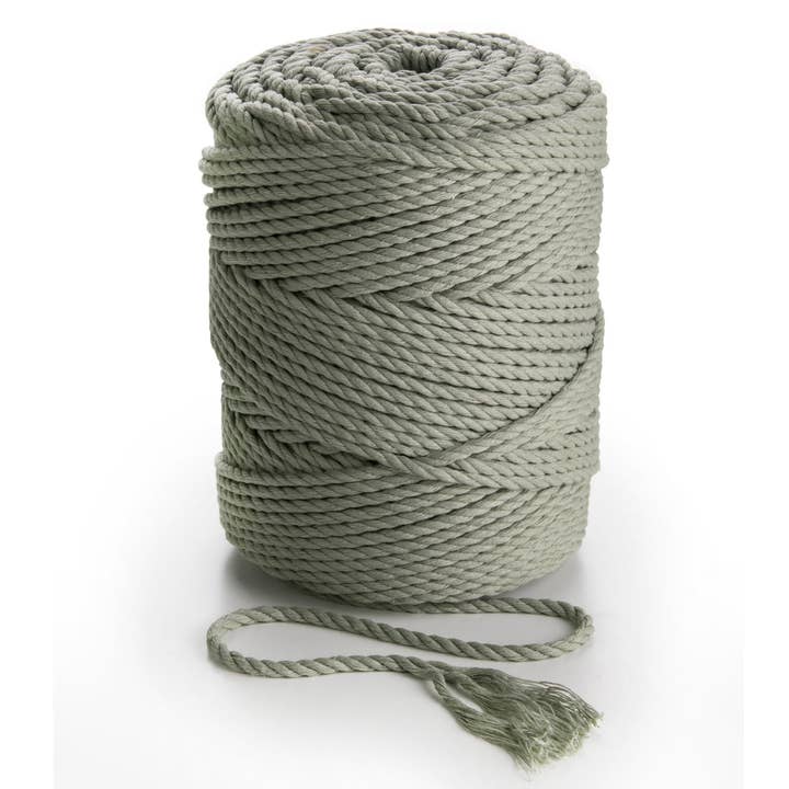 4MM 3 Strand Twisted Macrame Cotton Rope 1kg SAGE GREEN 140-145m  Macrame Rope 3 ply Craft String for wholesale by MB Cordas