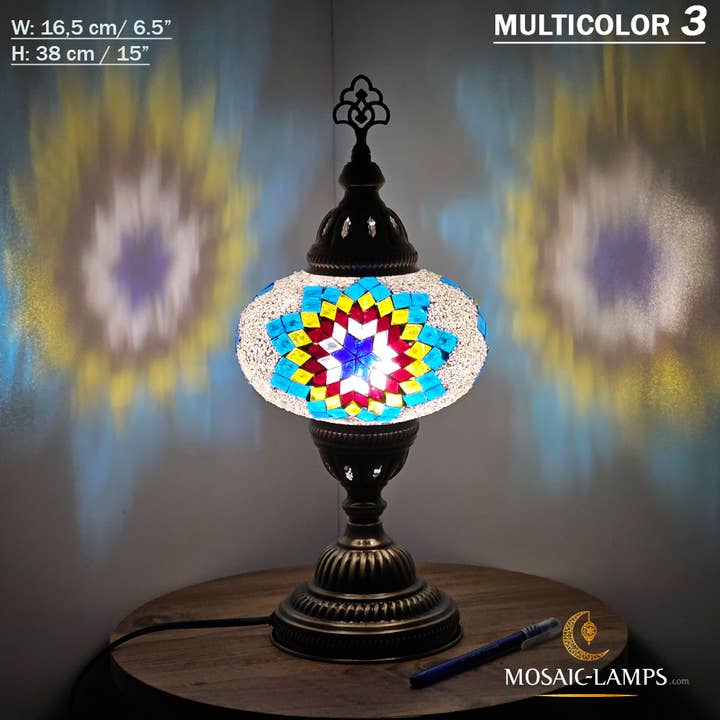 Mosaic Lamps - Wholesale Accent/Desk Lamp - 10+ Colors - Turkish Mosaic Large Globe Table Lamp, Marrakec36