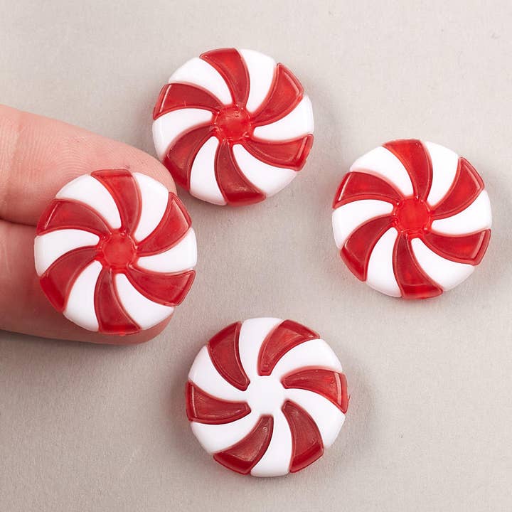 Factory Direct Craft - Venta al por mayor Material para manualidades - Caramelo de menta acrílico rojo y blanco de 1" (paquete de 4)