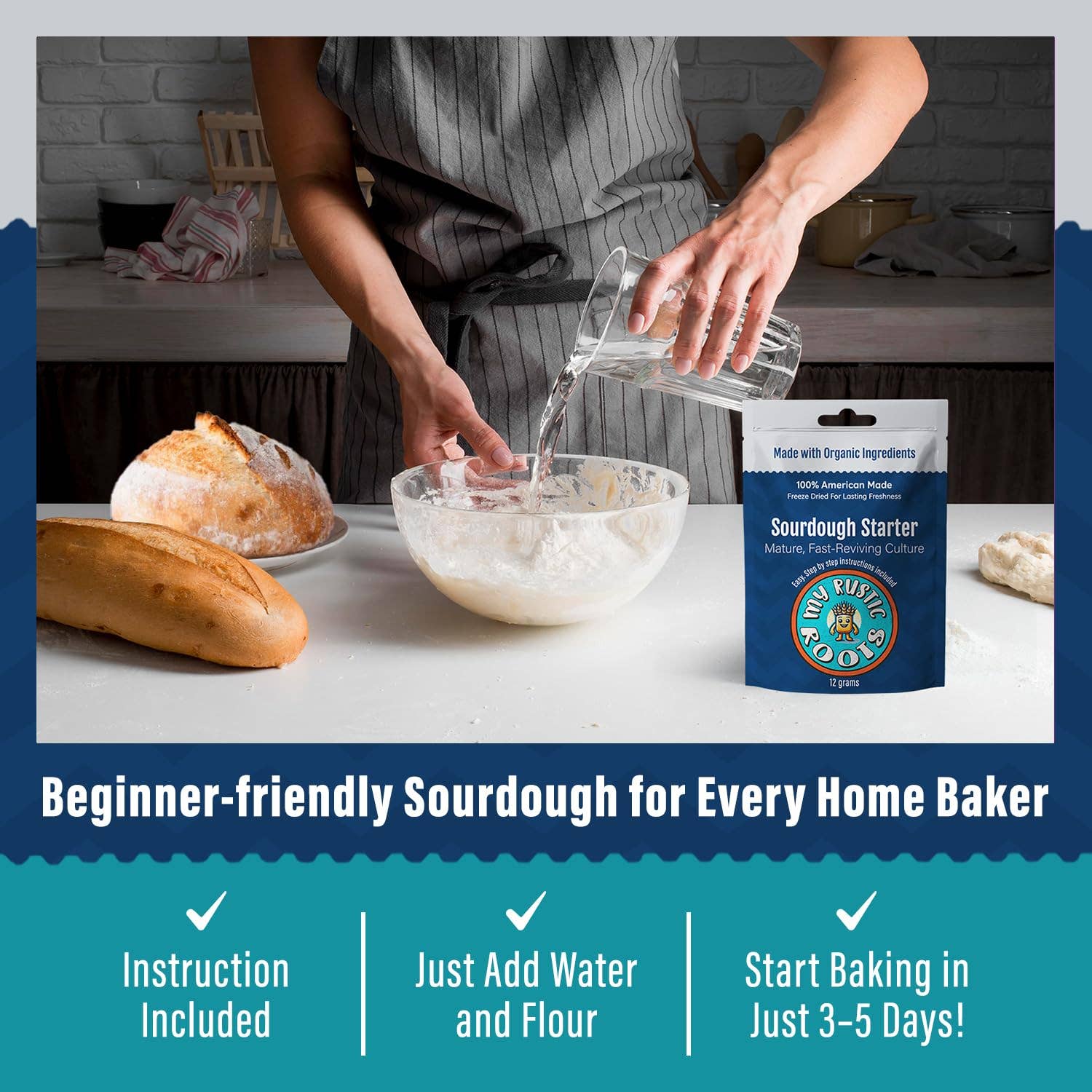 My Rustic Roots – Preparado de pão por atacado – Fermento Natural Maduro Orgânico, Não-OGM 12 gramas1