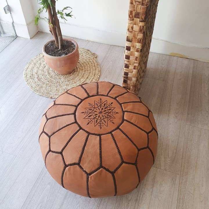 DarKech - Vendita all'ingrosso Pouf - Incredibile pouf rotondo Pouf in pelle marocchina4