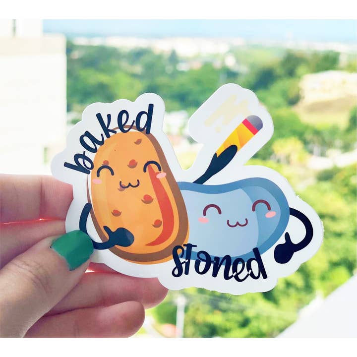 Bakad och stenad potatis klistermärke | Marijuana Weed Sticker | Söt potatis klistermärke | Klistermärke för vattenflaska Laptop | Vattentålig dekal för wholesale av Zombie Mama Press