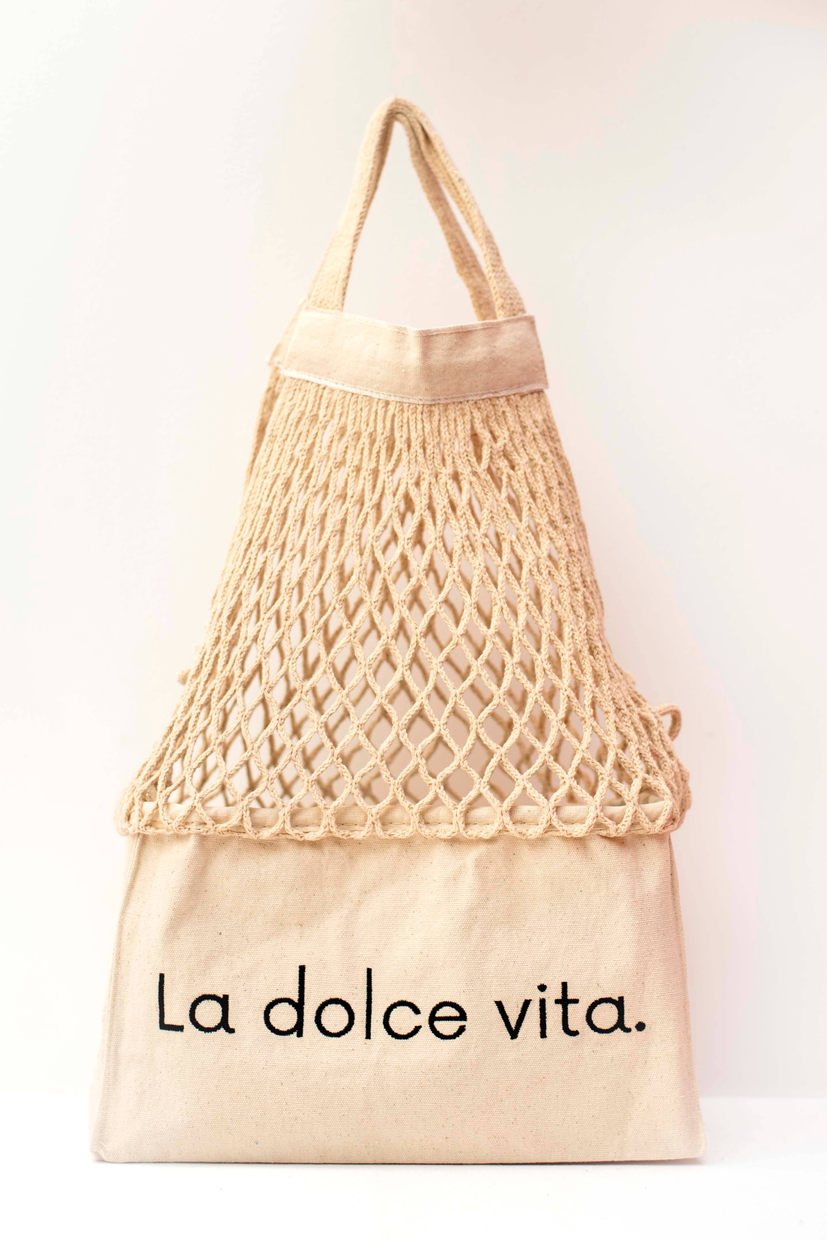 SHOPPINETTE - Wholesale Tote Bag - Women's - Embroidered mesh bag “La Dolce Vita”0