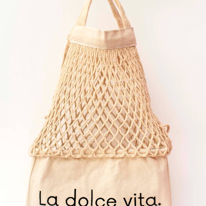 SHOPPINETTE - Wholesale Tote Bag - Women's - Embroidered mesh bag “La Dolce Vita”