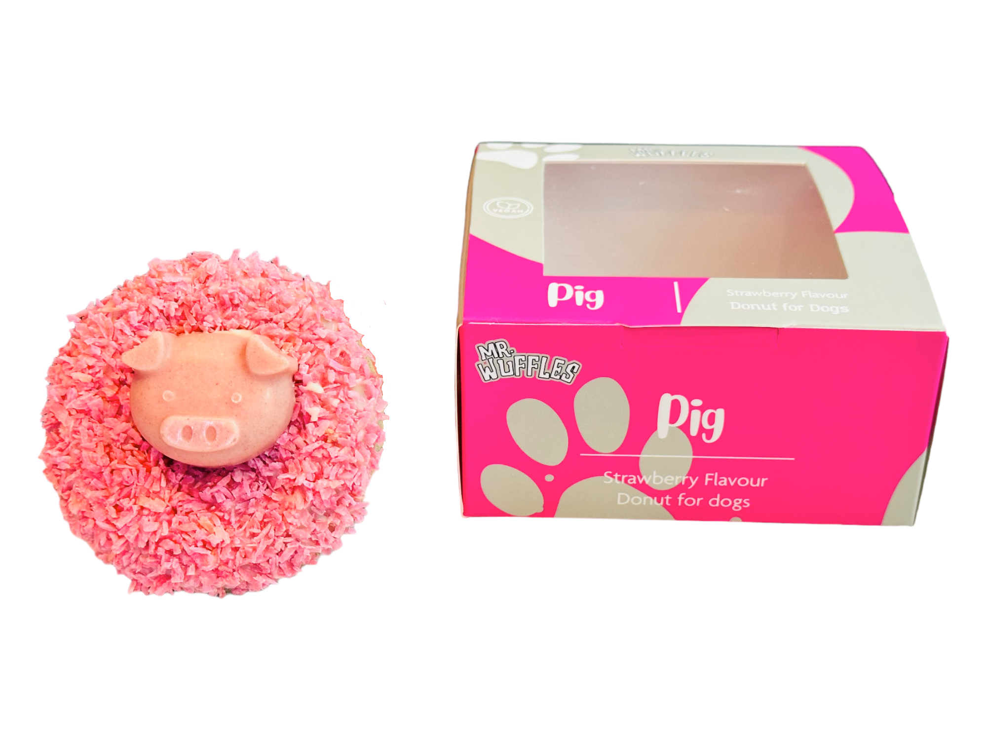MR WUFFles – wholesale Pet treats – Dog – Here Little Piggy Dog Donut Treat - Strawberry Flavour1