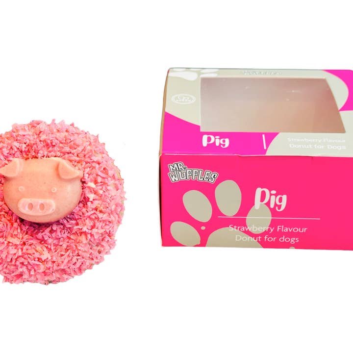MR WUFFles - Wholesale Pet Treats - Dog - Here Little Piggy Dog Donut Treat - Strawberry Flavour1
