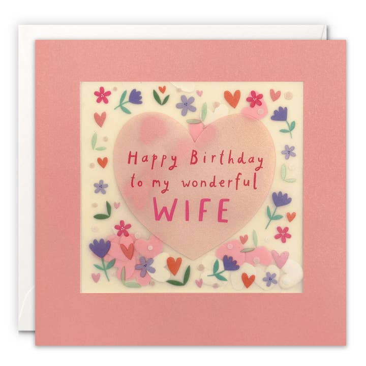 Wife Heart Confetti Birthday Card - Paper Shakies for wholesale by James Ellis