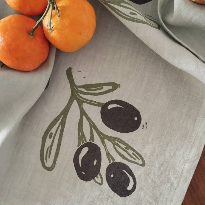 The Ink Job - Wholesale Tea Towel - Linen Tea Towel with Olive Branch Print8
