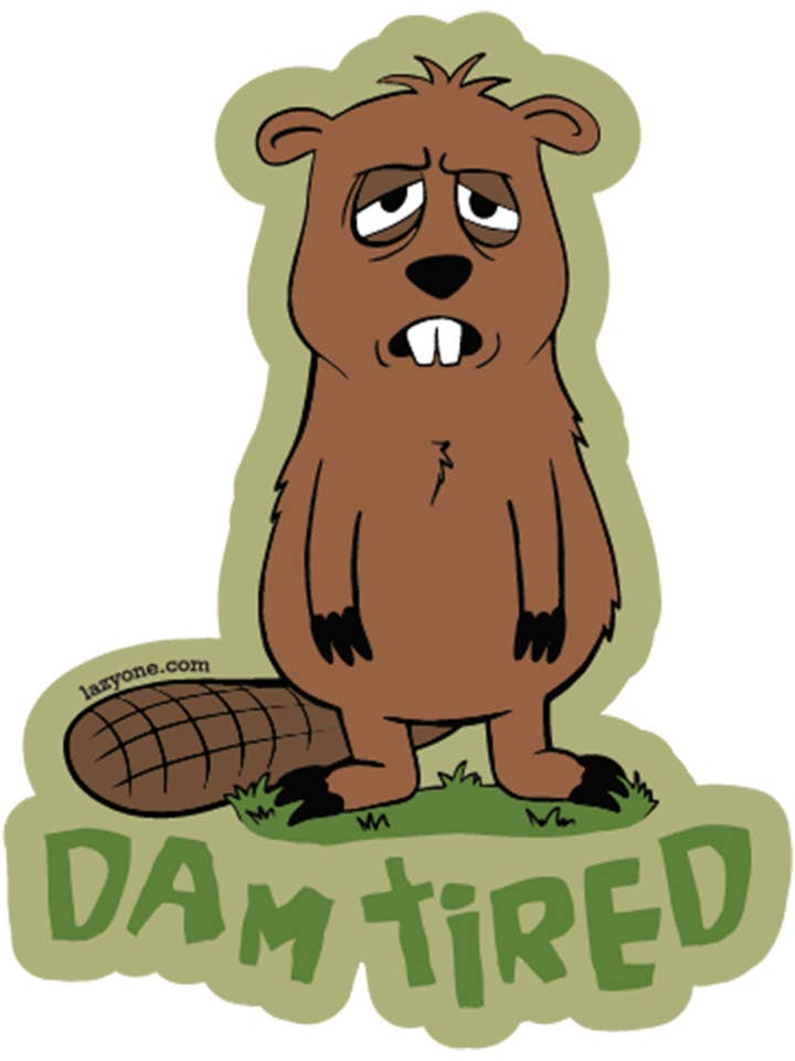 Dam Tired Sticker for wholesale by Lazy One