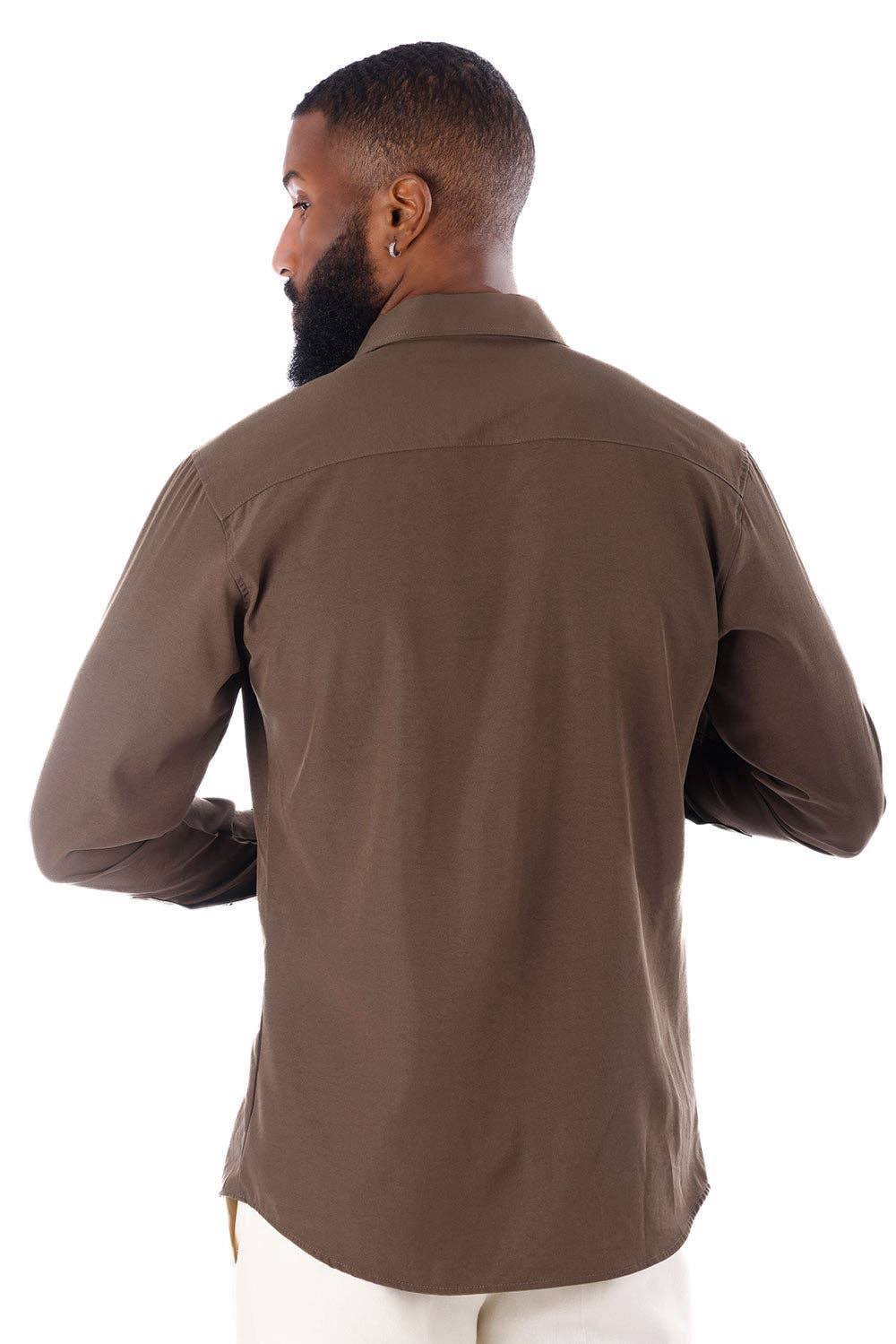 BARABAS - Vente Chemise à col boutonné – homme - Chemise décontractée à manches longues pour hommes de couleur unie 4B3319