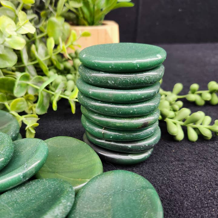 Meraki Gemstones - Wholesale Spiritual Stone/Crystal - Jade Green Worry Stones 50x40x10mm Sold in 0.5kg/1.1lbs.3