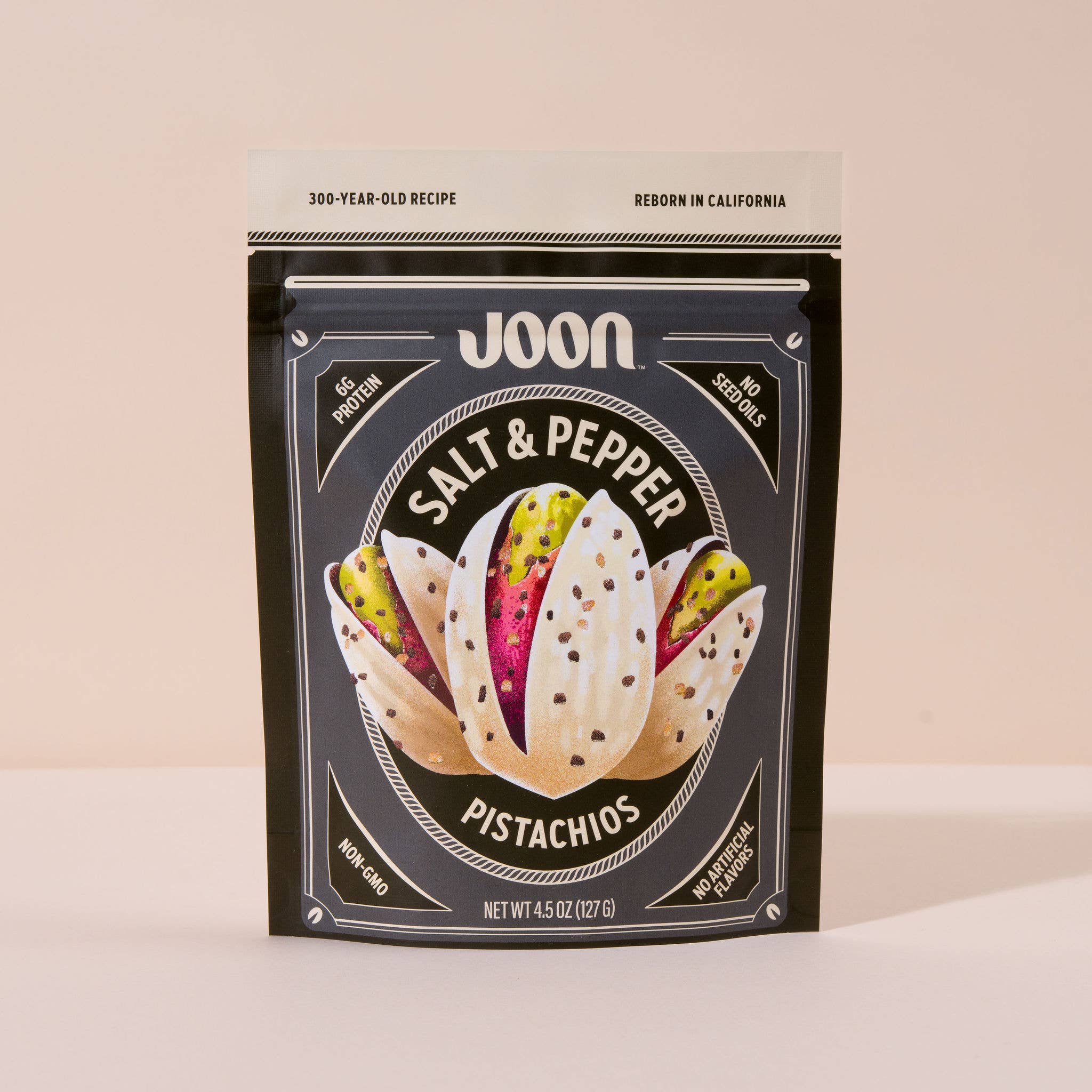 Joon - Wholesale Nuts - Joon Salt and Pepper Pistachios - 4.5oz Resealable Bag